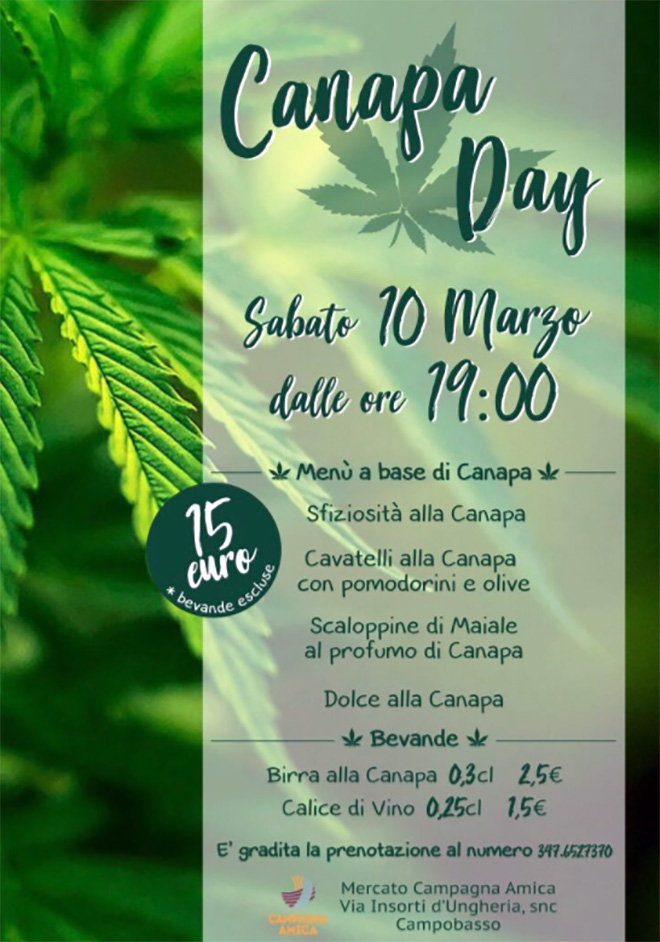 Canapa Day a Campobasso il 10 marzo 2018